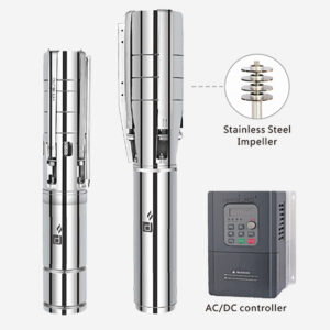 Bomba Sumergible H 4000W; Pozo 4″. Bomba Centrifuga con controlador AC/DC