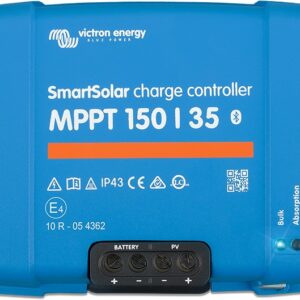 Regulador de carga SmartSolar MPPT 150/35. Bluetooth incorporado. Corriente de carga 35A. Tensión max entrada VOC 150V. VDC 12/24/36/48V.