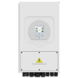 Inversor Hibrido Monofasico 6kW – IP65 – Hasta 16 en paralelo – 2 MPPT – Funciona con banco de baterías de 48V (Litio o Pb Ácido) – Picos de hasta 12000W por 10s – 5 años de garantía – Wifi incluido (Monitoreo via Solar Man)