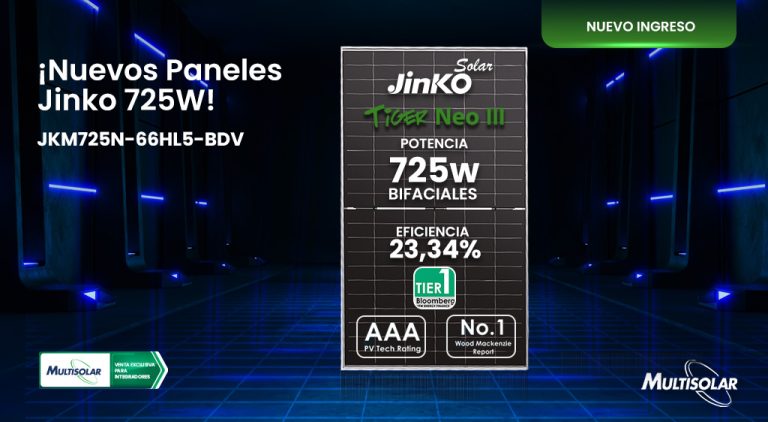 Lee más sobre el artículo Multisolar incorpora el nuevo módulo bifacial Jinko Solar de 725W